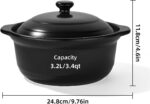 Korean Dolsot Pot Set, Bowl with Lid, for Cooking Bibimbap, Kimchi, Hot Pot, Soups and Stews, Oven and Dishwasher Safe, 3.4 Quart, Black