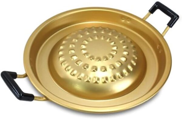 Bulgogi Plate Tray Pan Grill Topper Pan with Handle 11.8, Fry Cook Pan Kitchenware for Korean BBQ, Aluminum Stovetop,for Camping,Shabu Meat Garlic Egg,Made in Korea