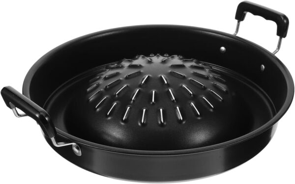 Portable Korean Bbq Grill Pan Stainless Steel Charcoal Burner for Home Camping Tabletop Grill 14.17X11.81X3.34 Inches Multifunctional Meat and Vegetable Grilling Tray