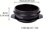 Korean Stone Bowl with Tray - Premium Ceramic Stone Hot Pot for Bibimbap Soup, Stews, and Rice - 37.1 oz Capacity - Dishwasher, Microwave, Oven, and Stovetop Safe