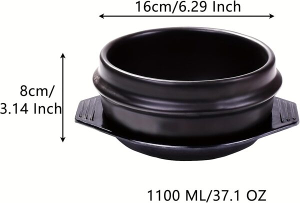 Korean Stone Bowl with Tray - Premium Ceramic Stone Hot Pot for Bibimbap Soup, Stews, and Rice - 37.1 oz Capacity - Dishwasher, Microwave, Oven, and Stovetop Safe