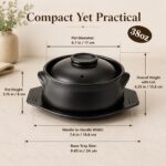 Korean Stone Pot Clay Cooking Pot Set, 38 oz Heat Resistant Ttukbaegi,Ceramic Dolsot Bowl with Lid & Trivet, ideal for Bibimbap, Korean Soup, Stew, Ramen & Rice 1 Pcs
