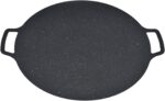 BBQ Grill, Cast Iron Nonstick Pan Smooth High Thermal Conductivity Good Insulation Grill Pan High Capacity Round Easy to Griddle Grill for Pork Belly, Pancakes, Fried Rice