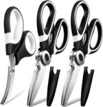 3 Pack Kitchen Scissors & Seafood Scissors Set, Sharp Kitchen Shears | All Purpose Stainless Steel Heavy Duty for Poultry Food Dishwasher Safe with Protective Sheath Comfort-Grip