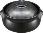 Korean Premium Stoneware Black Casserole Clay Pot with Lid,For Cooking Hot Pot Dolsot Bibimbap and Soup .(1100ml)