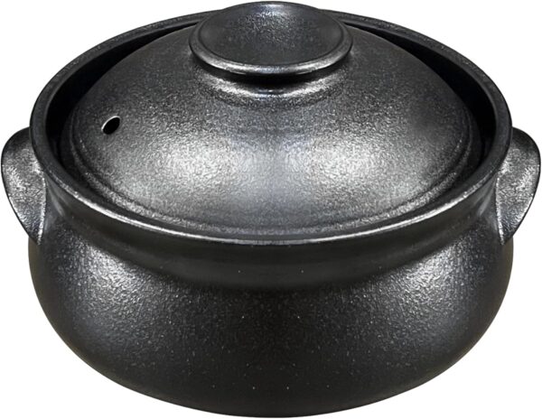 Korean Premium Stoneware Black Casserole Clay Pot with Lid,For Cooking Hot Pot Dolsot Bibimbap and Soup .(1100ml)