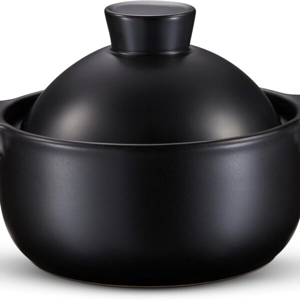 Korean Dolsot Bowl with Lid, 68 oz | Donabe Style Cookware for Bibimbap, Kimchi, Soups & Stews | Oven & Dishwasher Safe, Black