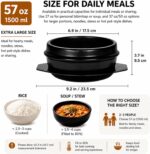 Korean Stone Bowl with Tray, Dolsot Bibimbap Bowl, Earthenware Ceramic Hot Pot for Soup, Stew, Rice, Ramen and Ttukbaegi, Oven & Stovetop Safe, Black - 57oz