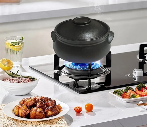 Korean Premium Stoneware Black Casserole Clay Pot with Lid,For Cooking Hot Pot Dolsot Bibimbap and Soup .(1100ml)