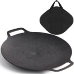 Korean Grill Pan with Nonstick 6-Layer Coating, 13" Round BBQ Griddle with Bag, Compatible for Induction, Gas Stove, Electric Cooktop, Indoor or Outdoor Grilling